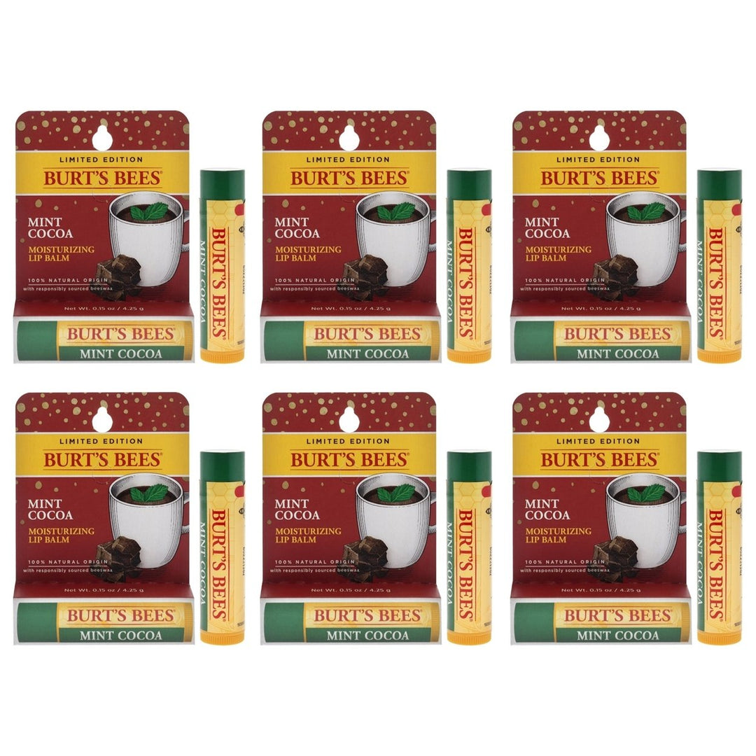 Burts Bees Mint Cocoa Moisturizing Lip Balm Blister by Burts Bees for Unisex - 0.15 oz Lip Balm - Pack of 6 Image 1