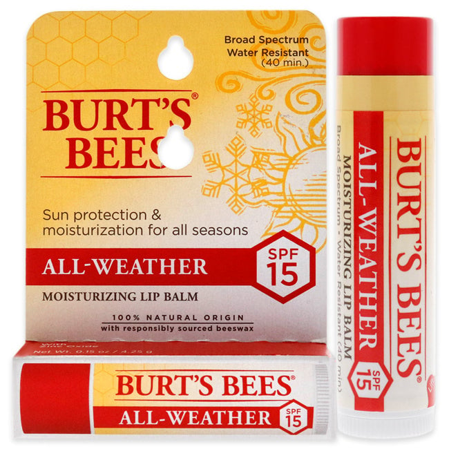 Burts Bees All-Weather Moisturizing Lip Balm Blister SPF 15 by Burts Bees for Unisex - 0.15 oz Lip Balm Image 1