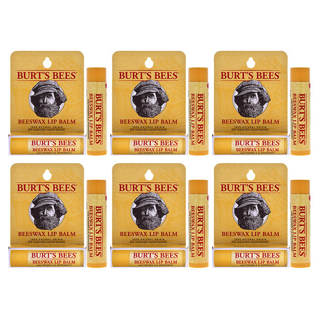 Burts Bees Beeswax Lip Balm With Vitamin E Peppermint by Burts Bees for Unisex - 0.15 oz Lip Balm - Pack of 6 Image 1