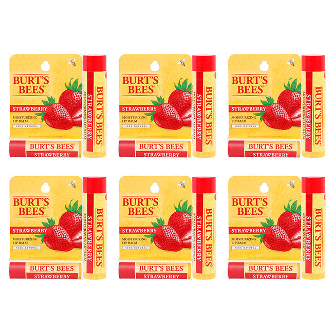 Burts Bees Strawberry Moisturizing Lip Balm Blister by Burts Bees for Unisex - 0.15 oz Lip Balm - Pack of 6 Image 1