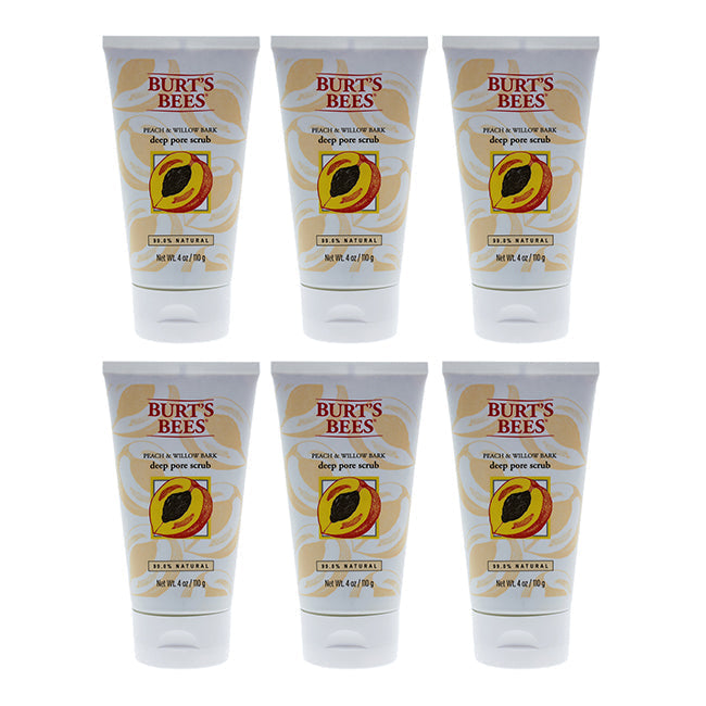 Burts Bees Peach and Willow Bark Deep Pore Scrub by Burts Bees for Women - 4 oz Scrub - Pack of 6 Image 1