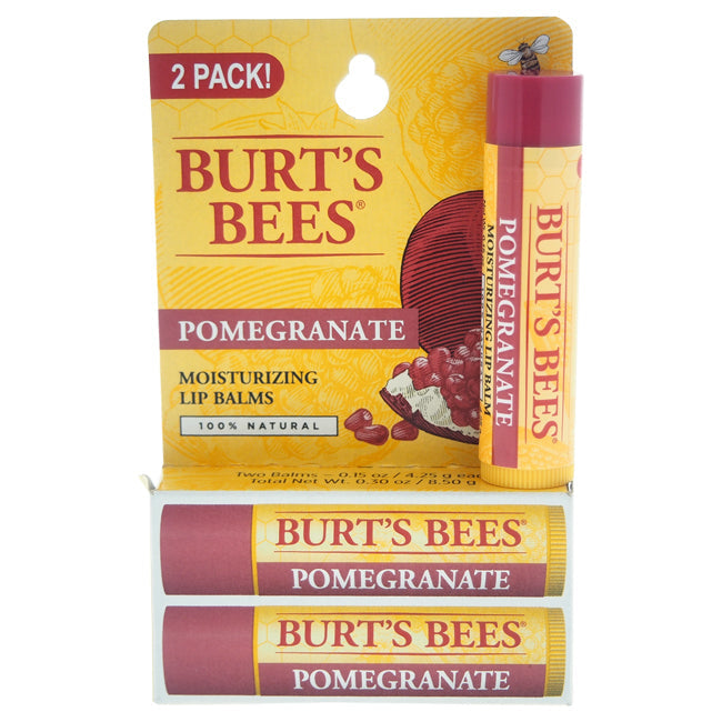 Burts Bees Pomegranate Moisturizing Lip Balm Twin Pack by Burts Bees for Unisex - 2 x 0.15 oz Lip Balm Image 1