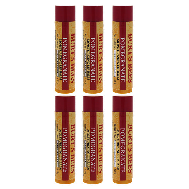 Burts Bees Pomegranate Moisturizing Lip Balm by Burts Bees for Unisex - 0.15 oz Lip Balm - Pack of 6 Image 1