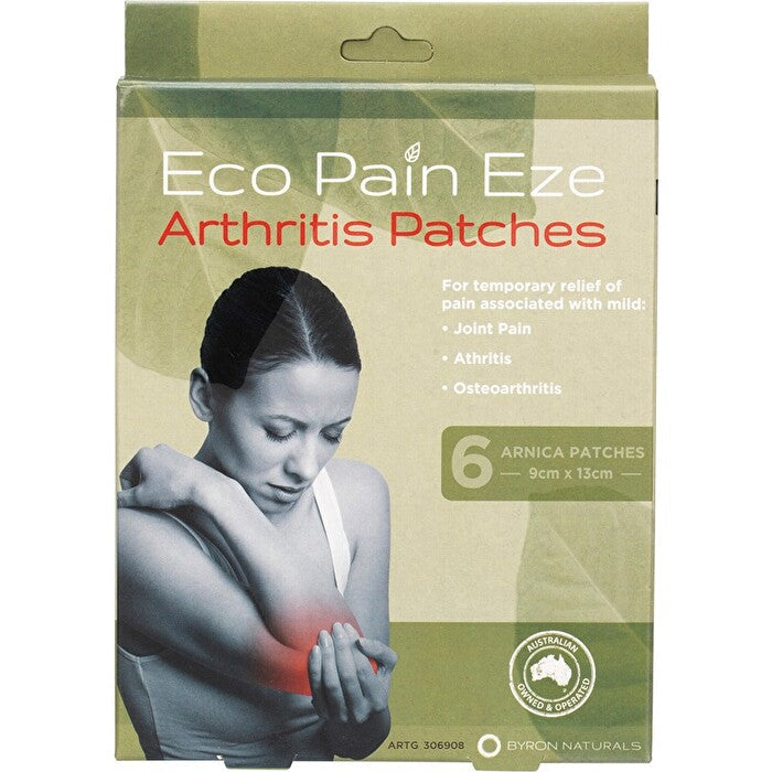 BYRON NATURALS Byron Naturals Eco Pain Arthritis Patches (Arnica Patches - 9cm x 13cm) x 6 Pack Image 1