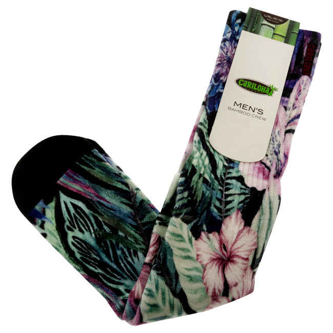 Cariloha Bamboo Printed Crew Socks - Foliage Black by Cariloha for Men - 1 Pair Socks (L/XL) Image 1