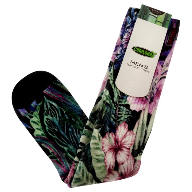 Cariloha Bamboo Printed Crew Socks - Foliage Black by Cariloha for Men - 1 Pair Socks (S/M) Image 1