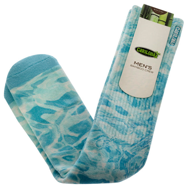 Cariloha Bamboo Printed Crew Socks - Pool Reflection Blue by Cariloha for Men - 1 Pair Socks (S/M) Image 1