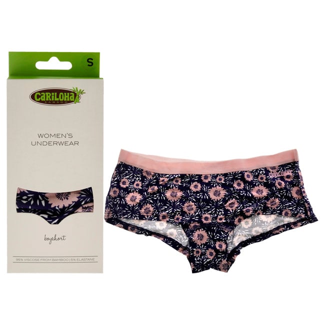 Cariloha Bamboo Boyshort Briefs - Navy Floral by Cariloha for Women - 1 Pc Underwear (S) Image 1