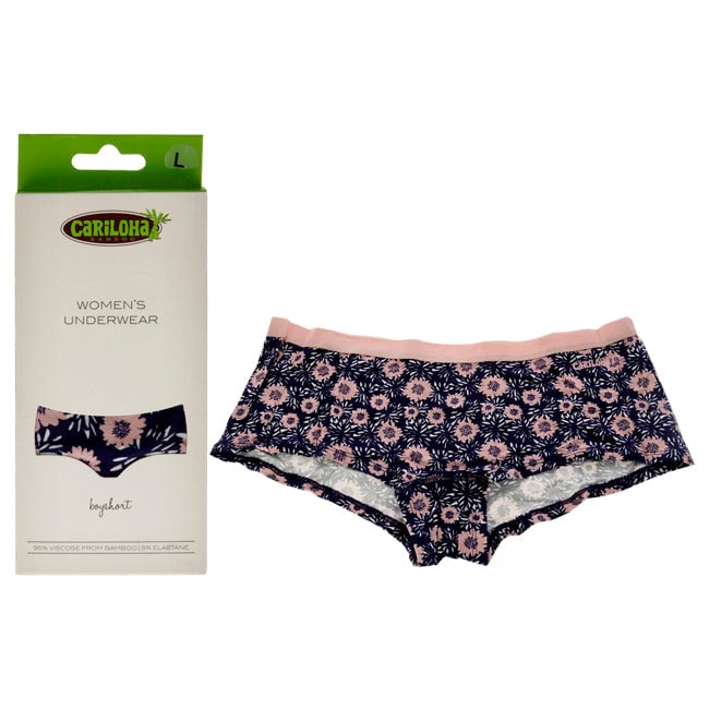 Cariloha Bamboo Boyshort Briefs - Navy Floral by Cariloha for Women - 1 Pc Underwear (L) Image 1