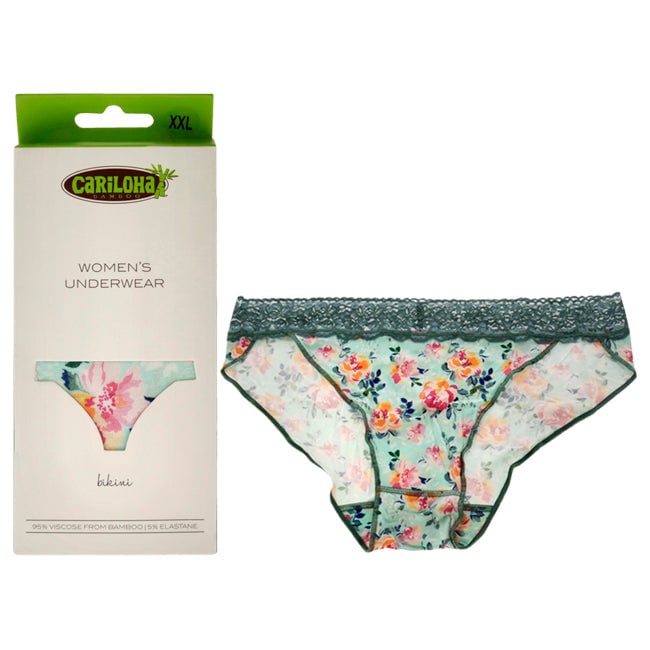 Cariloha Bamboo Lace Bikini - Aqua Floral by Cariloha for Women - 1 Pc Underwear (2XL) Image 1