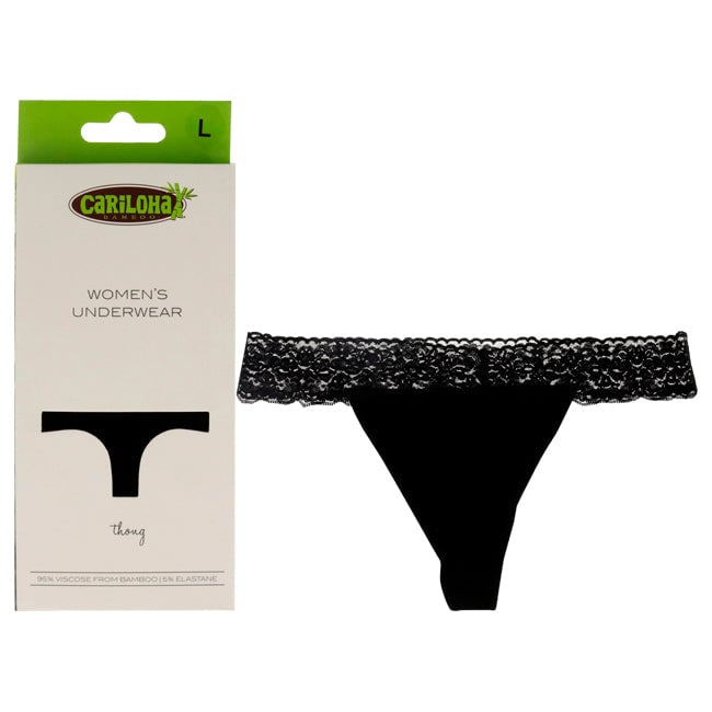 Cariloha Bamboo Lace Thong - Black by Cariloha for Women - 1 Pc Underwear (L) Image 1