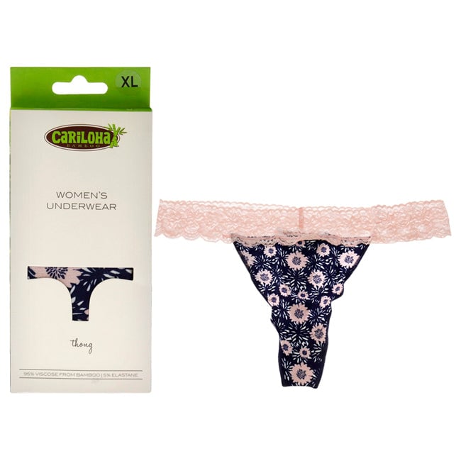 Cariloha Bamboo Lace Thong - Navy Floral by Cariloha for Women - 1 Pc Underwear (XL) Image 1