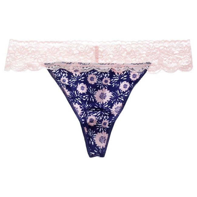 Cariloha Bamboo Lace Thong - Navy Floral by Cariloha for Women - 1 Pc Underwear (S) Image 1