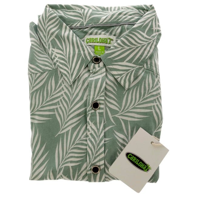 Cariloha Bamboo Woven Button-Up Shirt - Ocean Green Foliage Print by Cariloha for Men - 1 Pc Shirt (L) Image 1