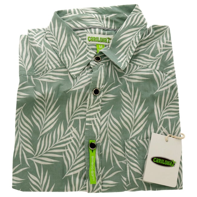 Cariloha Bamboo Woven Button-Up Shirt - Ocean Green Foliage Print by Cariloha for Men - 1 Pc Shirt (M) Image 1