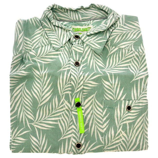 Cariloha Bamboo Woven Button-Up Shirt - Ocean Green Foliage Print by Cariloha for Men - 1 Pc Shirt (S) Image 1