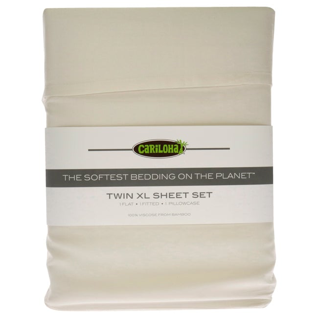 Cariloha Classic Bamboo Bed Sheet Set - Ivory-Twin XL by Cariloha for Unisex - 4 Pc Flatt Sheet Fitted Sheet 2 Pillow Image 1