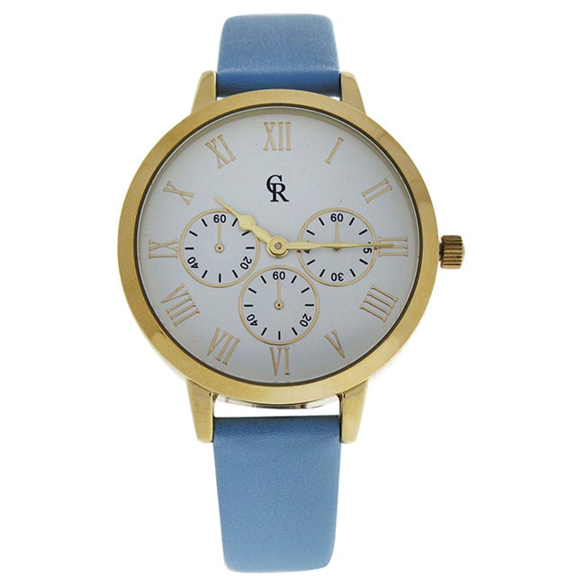 Charlotte Raffaelli CRB011 La Basic - Gold/Light Blue Leather Strap Watch by Charlotte Raffaelli for Women - 1 Pc Watch Image 1