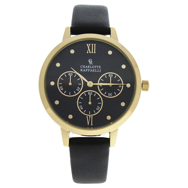 Charlotte Raffaelli CRB016 La Basic - Gold/Black Leather Strap Watch by Charlotte Raffaelli for Women - 1 Pc Watch Image 1