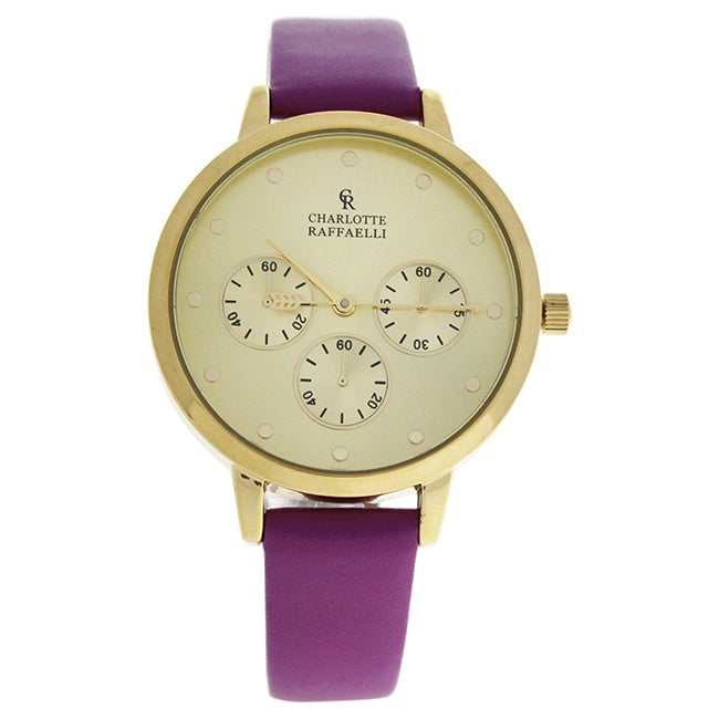 Charlotte Raffaelli CRB014 La Basic - Gold/Purple Leather Strap Watch by Charlotte Raffaelli for Women - 1 Pc Watch Image 1