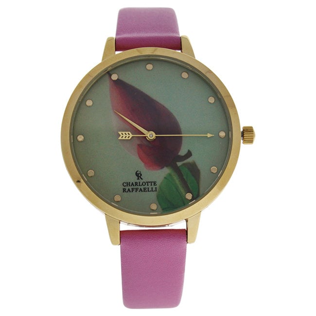 Charlotte Raffaelli CRF005 La Florale - Gold/Rose Leather Strap Watch by Charlotte Raffaelli for Women - 1 Pc Watch Image 1