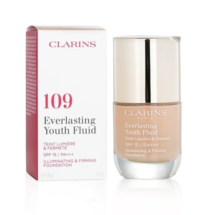 Clarins Everlasting Youth Fluid Illuminating and Firming Foundation SPF 15 - 109 Wheat 30ml/1oz Image 2