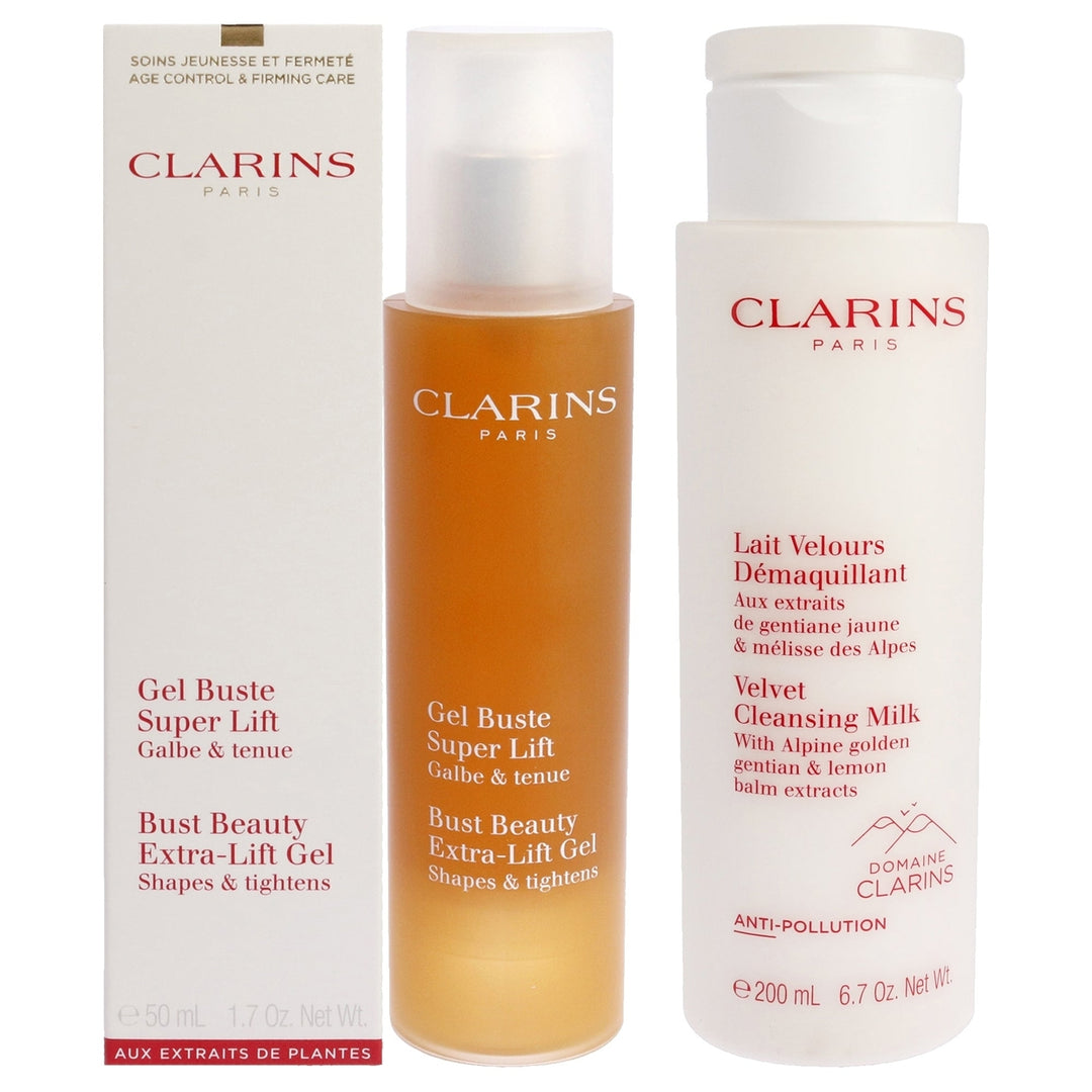 Clarins Bust Beauty Extra-Lift Gel and Velvet Cleansing Milk Kit by Clarins for Unisex - 2 Pc Kit 1.7oz Gel 6.7oz Image 1