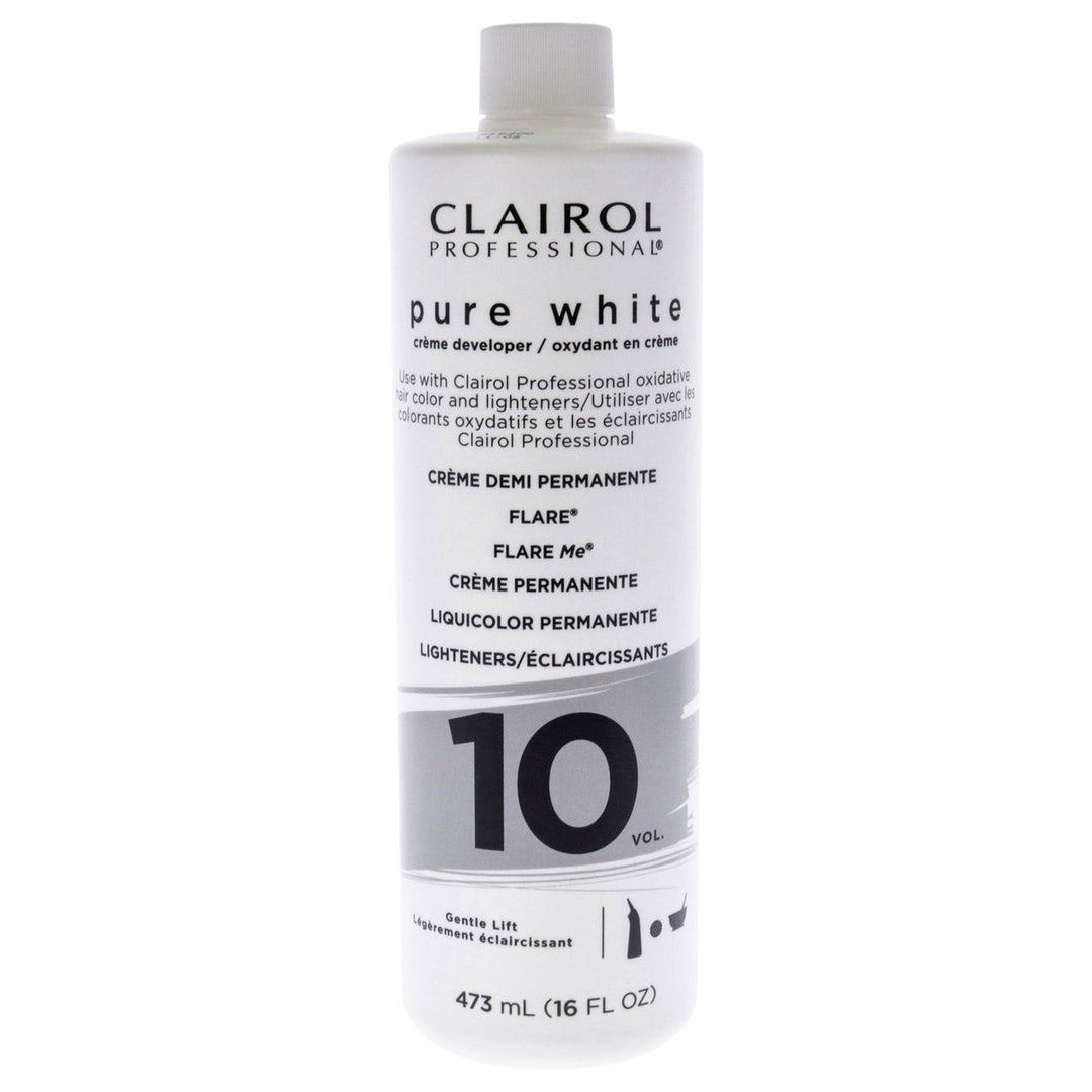 Clairol Pure White 10 Volume Creme Developer by Clairol for Unisex - 16 oz Lightener Image 1