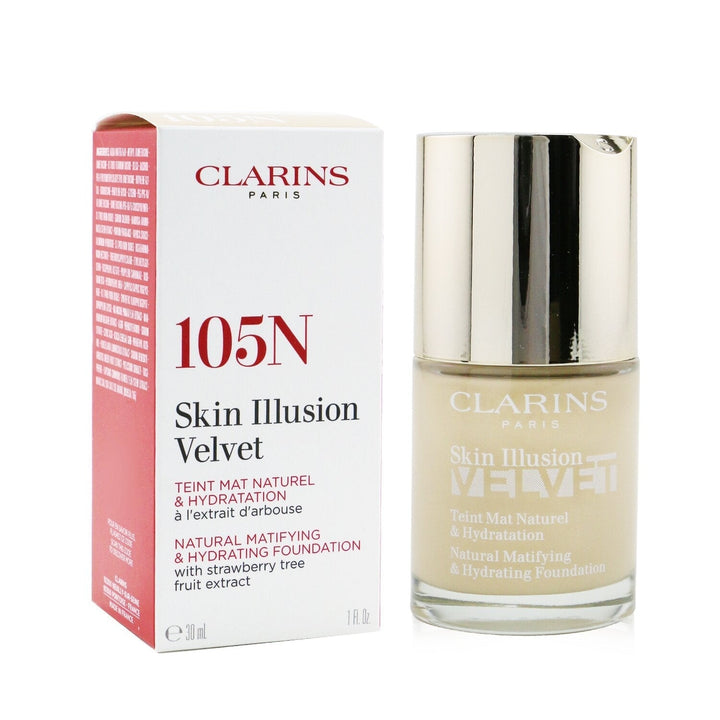 Clarins Skin Illusion Velvet Natural Matifying and Hydrating Foundation - 105N Nude 30ml/1oz Image 2