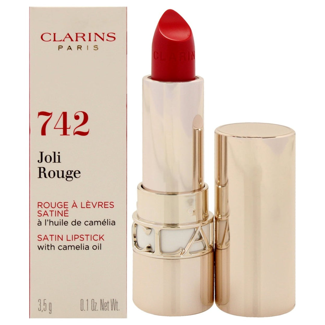 Clarins Joli Rouge Satin Lipstick - 742 Joli Rouge by Clarins for Women - 0.1 oz Lipstick Image 1