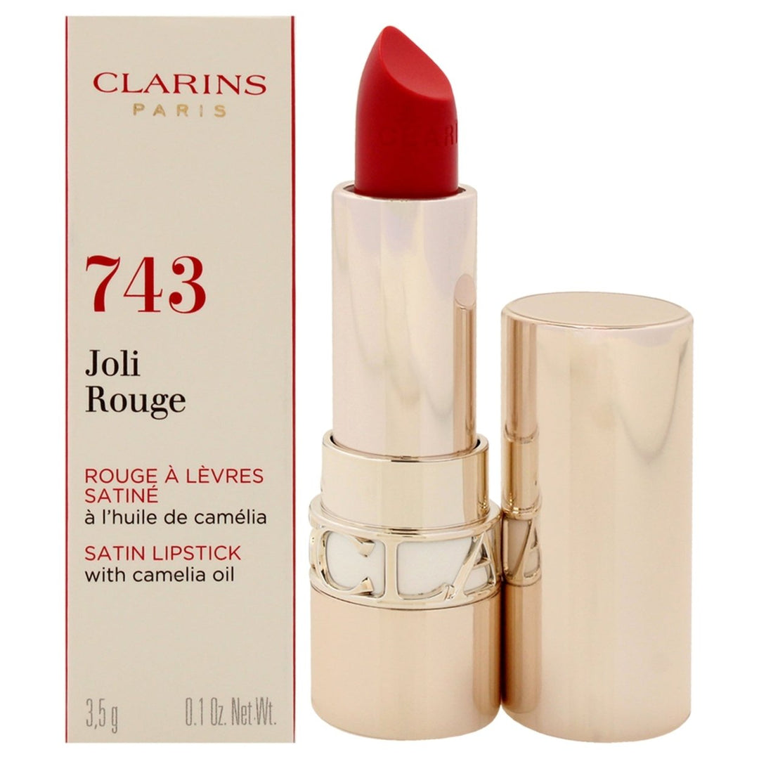 Clarins Joli Rouge Satin Lipstick - 743 Cherry Red by Clarins for Women - 0.1 oz Lipstick Image 1