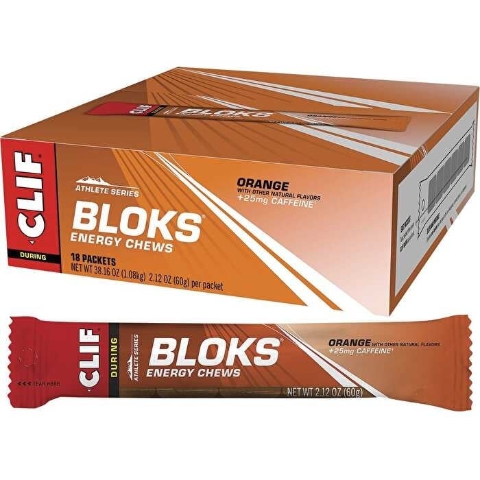 Clif Bloks Energy Chews Orange 25mg Caffeine 18x60g Image 1