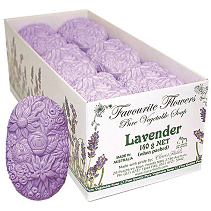 Clover Fields Favourite Flower (Pure Vegetable Soap) Lavender 140g x 12 Display Image 1