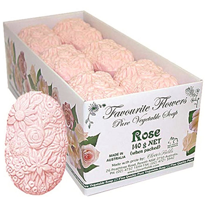 Clover Fields Favourite Flower (Pure Vegetable Soap) Rose 140g x 12 Display Image 1