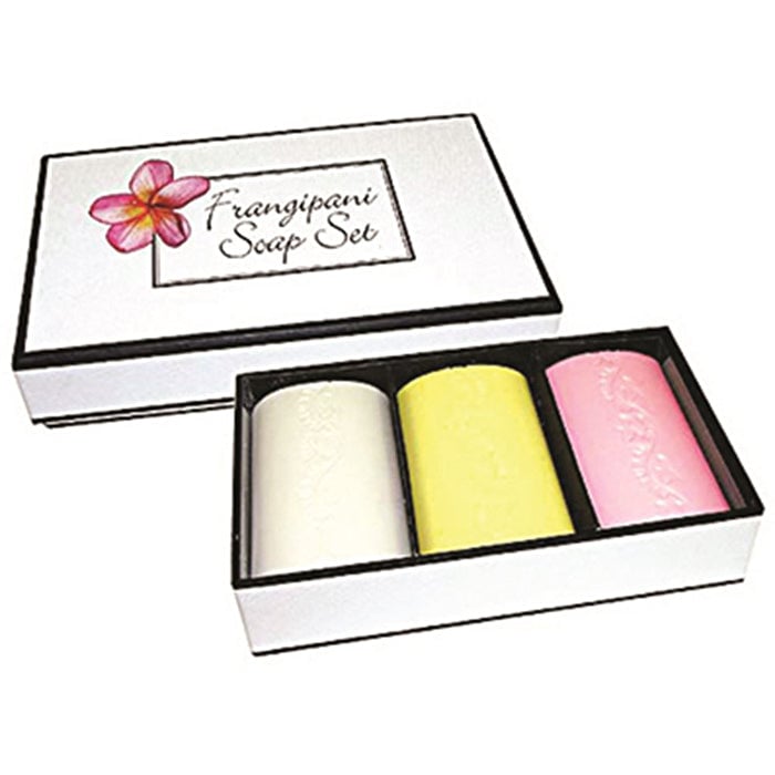 Clover Fields Gift Box Frangipani Soap 100g x 3 Pack Image 1