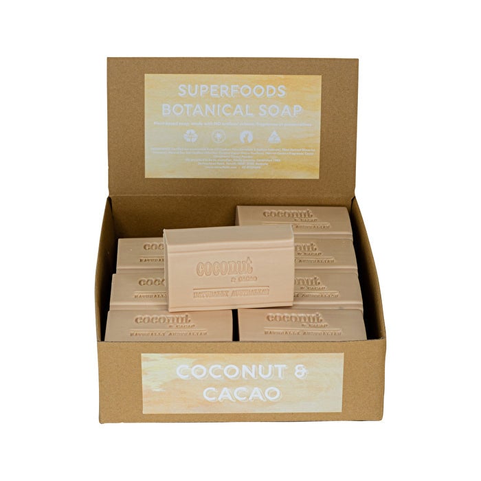 Clover Fields Superfood Botanical Coconut and Cacao Soap 150g x 16 Display Image 1