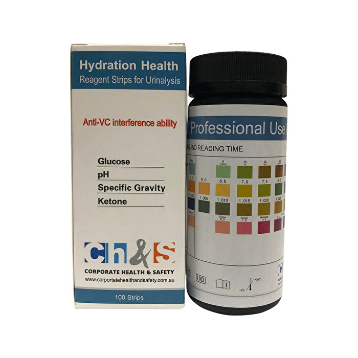 Corporate Health and Safety Test Kit Hydration Health (Reagent Strips for Urinalysis - 4 Panel) x 100 Pack Image 1