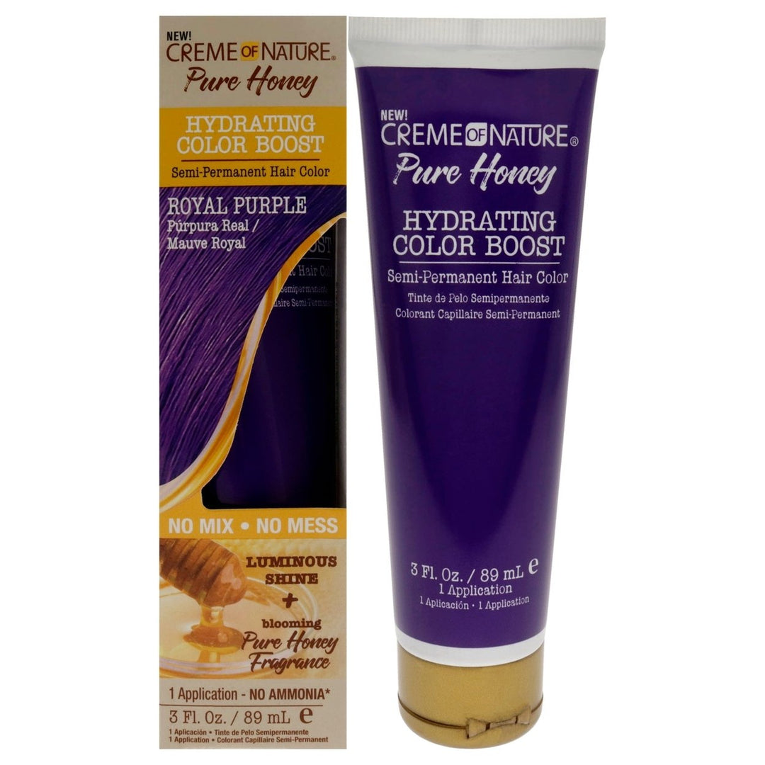 Creme of Nature Pure Honey Hydrating Color Boost Semi-Permanent Hair Color - Royal Purple by Creme of Nature for Unisex Image 1