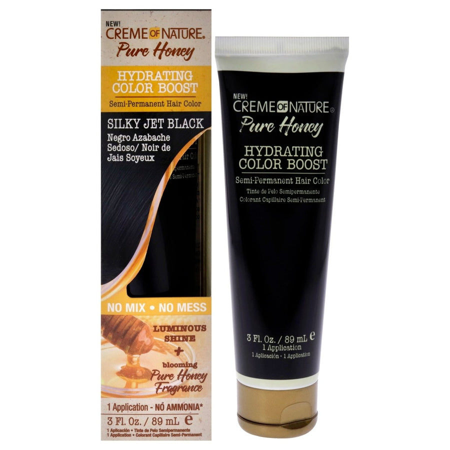 Creme of Nature Pure Honey Hydrating Color Boost Semi-Permanent Hair Color - Silky Jet Black by Creme of Nature for Image 1