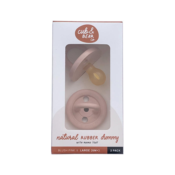 Cub And Bear Co Cub and Bear Co Natural Rubber Dummy Round Teat Large (6+ Months) Blush Pink Twin Pack Image 1