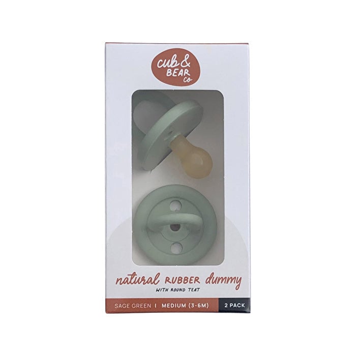 Cub And Bear Co Cub and Bear Co Natural Rubber Dummy Round Teat Medium (3-6 Months) Sage Green Twin Pack Image 1