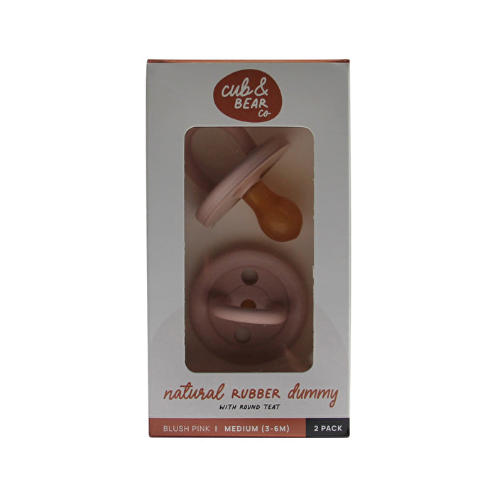 Cub And Bear Co Cub and Bear Co Natural Rubber Dummy Round Teat Medium (3-6 Months) Blush Pink Twin Pack Image 1