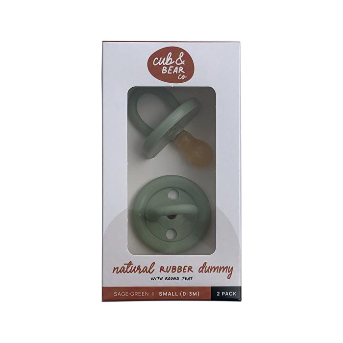 Cub And Bear Co Cub and Bear Co Natural Rubber Dummy Round Teat Small (0-3 Months) Sage Green Twin Pack Image 1