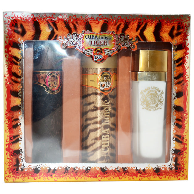 Cuba Cuba Jungle Tiger by Cuba for Women - 3 Pc Gift Set 3.3oz EDP Spray 6.7oz Deodorant Body Spray 4.3oz Body Lotion Image 1