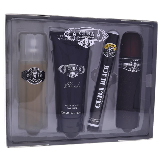 Cuba Cuba Black by Cuba for Men - 4 Pc Gift Set 3.4oz EDT Spray 1.7oz EDT Spray 3.3oz After Shave 6.7oz Shower Gel Image 1