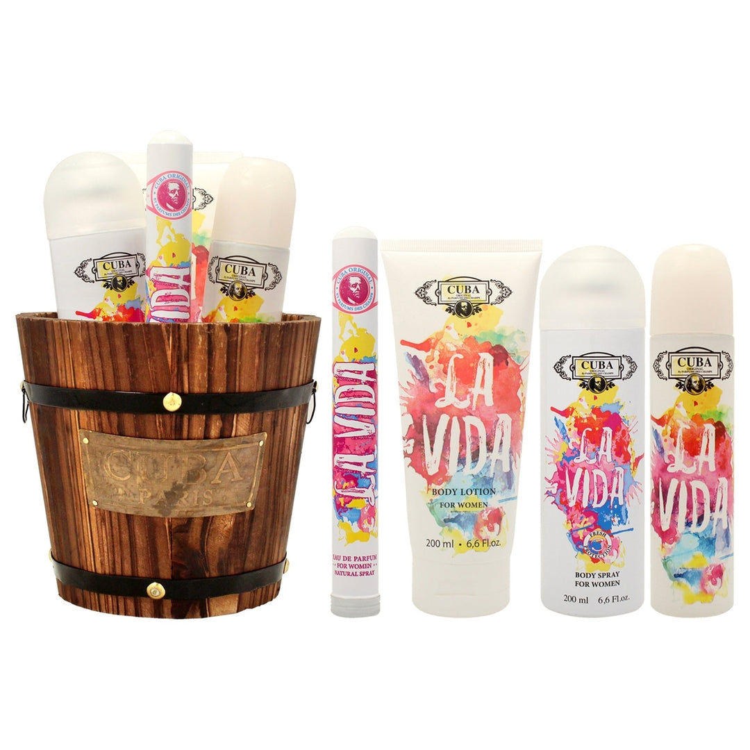 Cuba Cuba La Vida by Cuba for Women - 4 Pc Gift Set 3.3oz EDP Spray 1.17oz EDP Spray 6.6oz Body Spray 6.6oz Body Lotion Image 1