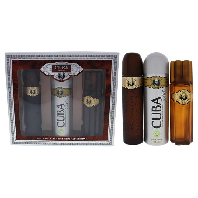 Cuba Cuba Gold by Cuba for Men - 3 Pc Gift Set 3.3oz EDT Spray 6.7oz Deodorant Body Spray 3.3oz After Shave Image 1