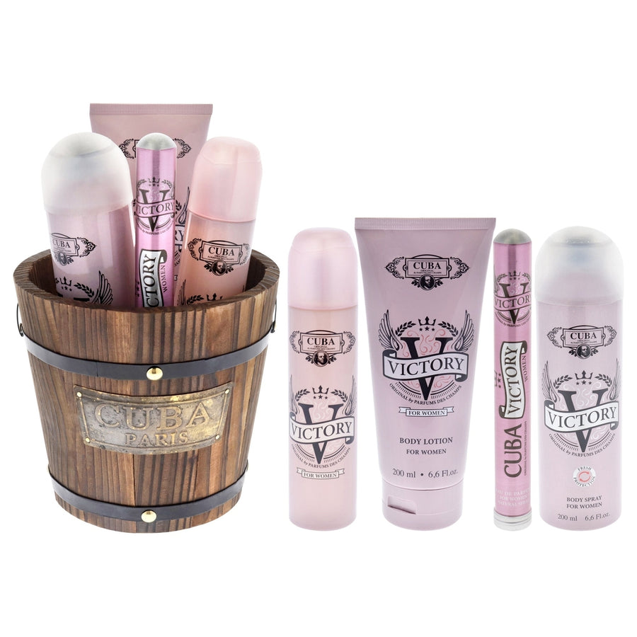 Cuba Cuba Victory by Cuba for Women - 4 Pc Gift Set 3.3oz EDP Spray 1.17oz EDP Spray 6.6oz Body Spray 6.6oz Body Lotion Image 1