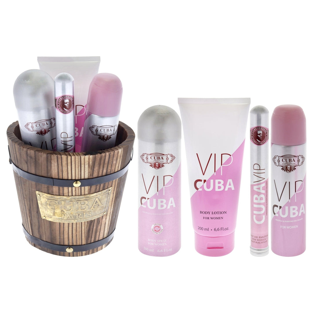 Cuba Cuba Vip by Cuba for Women - 4 Pc Gift Set 3.3oz EDP Spray 1.17oz EDP Spray 6.6oz Body Spray 6.6oz Body Lotion Image 1