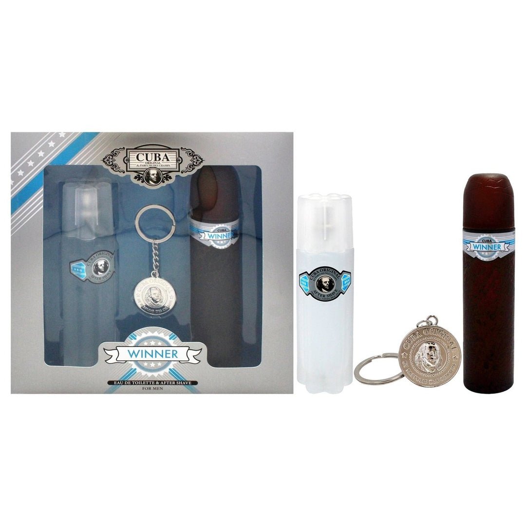 Cuba Cuba Winner by Cuba for Men - 3 Pc Gift Set 3.3oz EDT Spray 3.3oz After Shave Key Chain Image 1